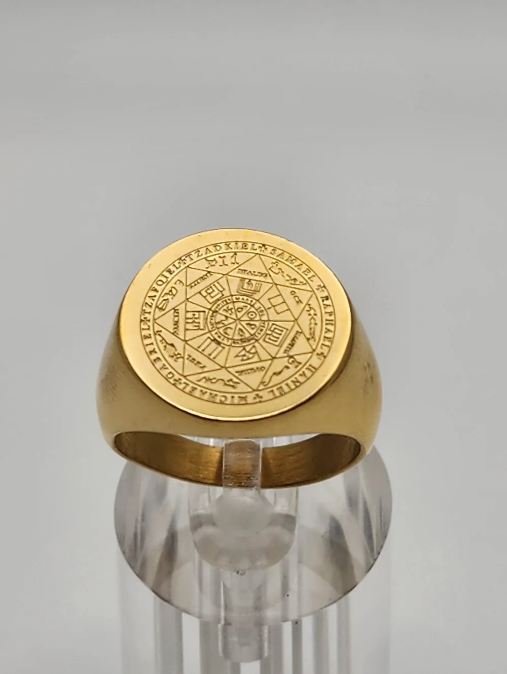 Gold Tone Seven Archangels Seal Signet Ring (10.5)